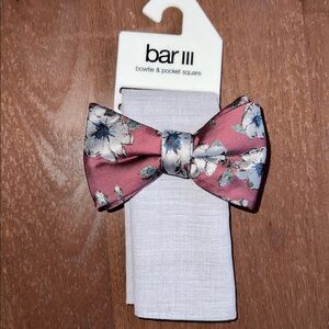 Bar III Men's Sondley Floral Bow Tie & Pocket Square Set - Maroon/Gray